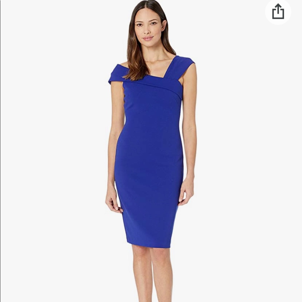 VINCE VAMUTO ASYMMETRICAL NECK BODYCON DRESS